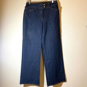 JONES NEW YORK SIGNATURE STRETCH WIDE LEG WOMENS JEANS SZ 6 BLUE MID RISE